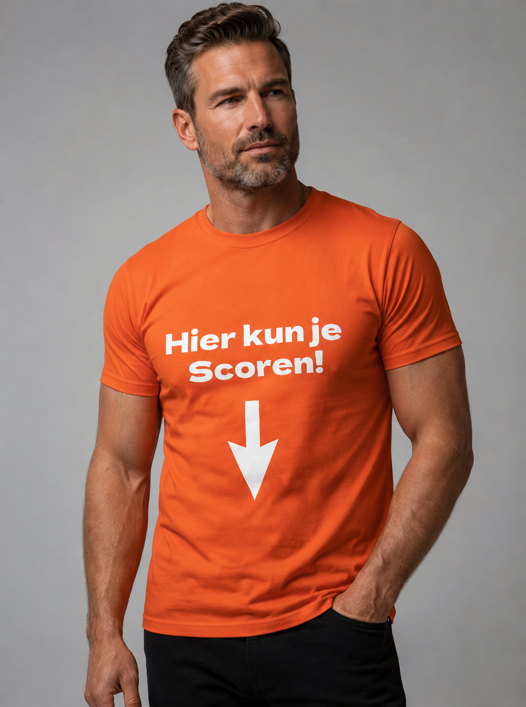 Hier Kun Je Scoren Oranje T-shirt